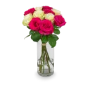 Bouquet of pink and white roses